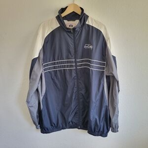 NFL Seattle Seahawks Vintage Retro Windbreaker Full Zip Up Jacket Mens Size XXL